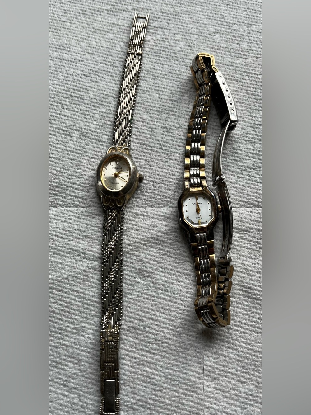 Vintage Set of 2 Two Tone Silver and Gold Women's Bracelet Watches